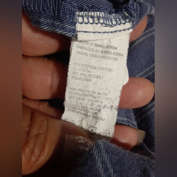 Van Heusen Men's Button Down Shirt Long Sleeve Blue Stripe Size XXL TTG 18-18.5 - Picture 6 of 6